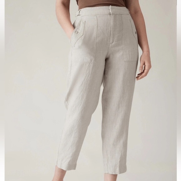 Athleta Voyager 100% Linen Pants high waist Size 10 - Picture 11 of 13